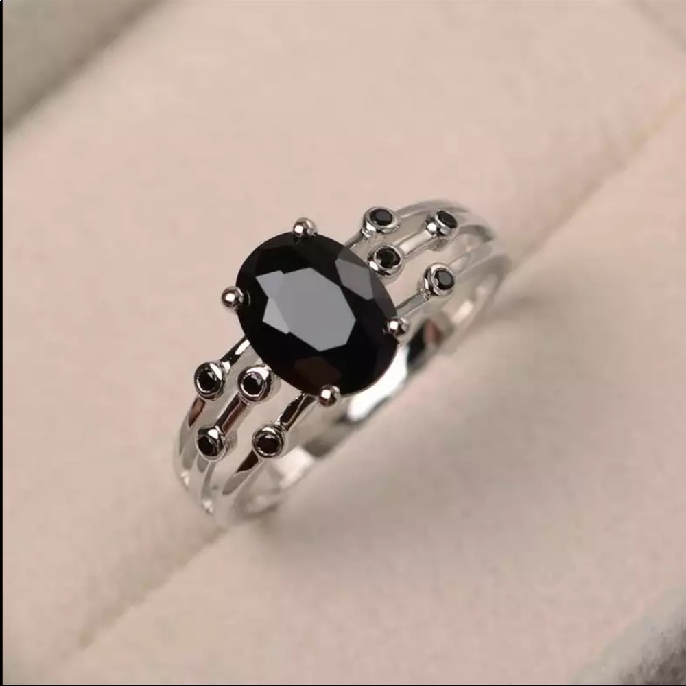 New Unisex 925 Silver Sapphire Stackable Ring - Picture 3 of 7